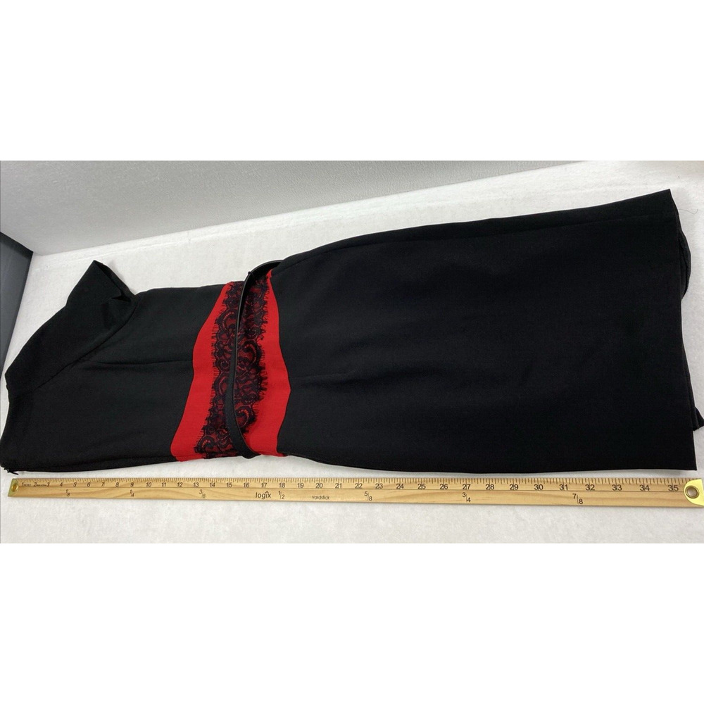 Danny & Nicole Dress Womens Plus‎ Size 18 Black Red Lace Trim Party Knee Length - Picture 9 of 10